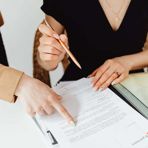 Notary services client doing paperwork